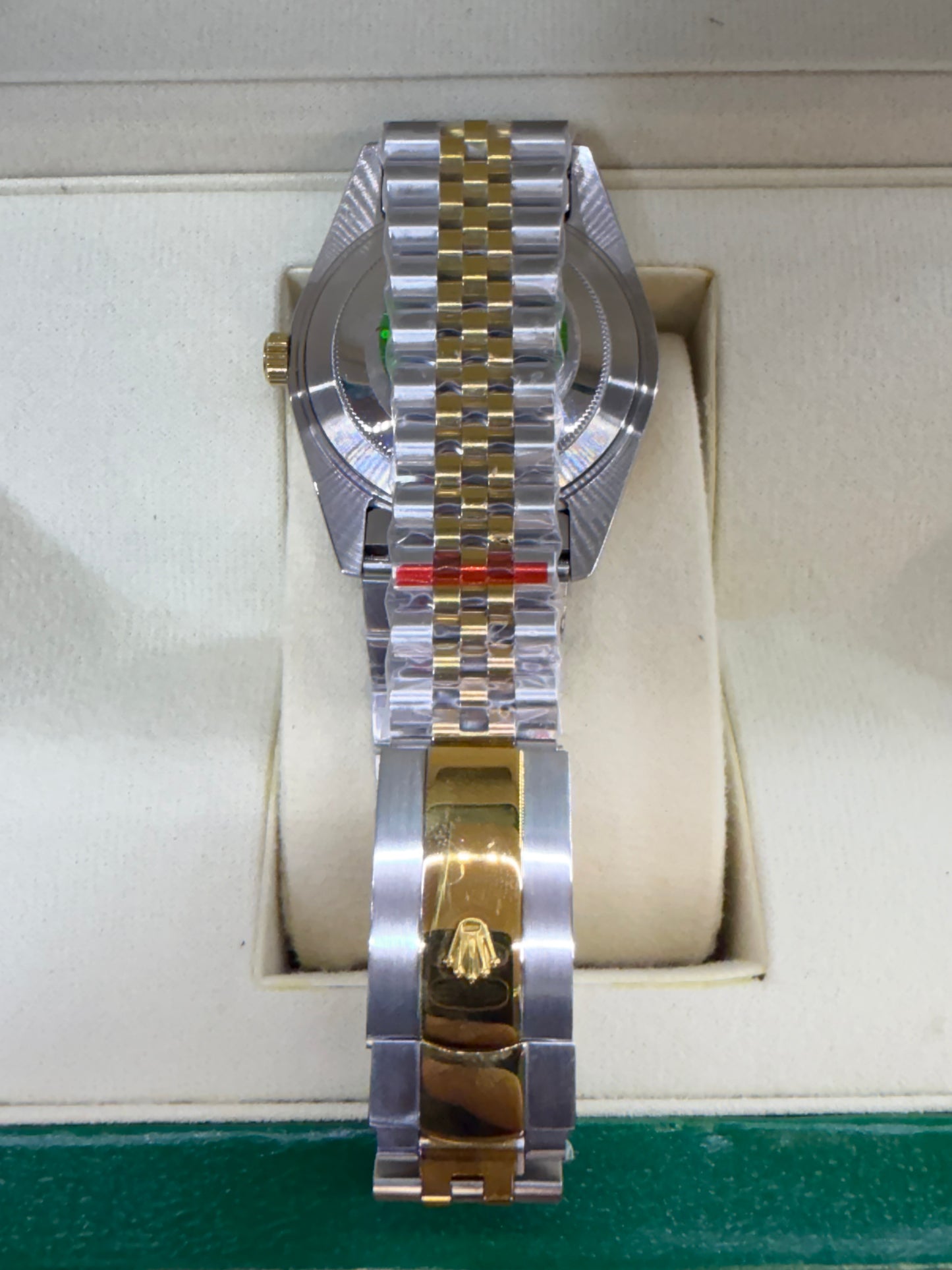 Date just 41mm two tone black dial