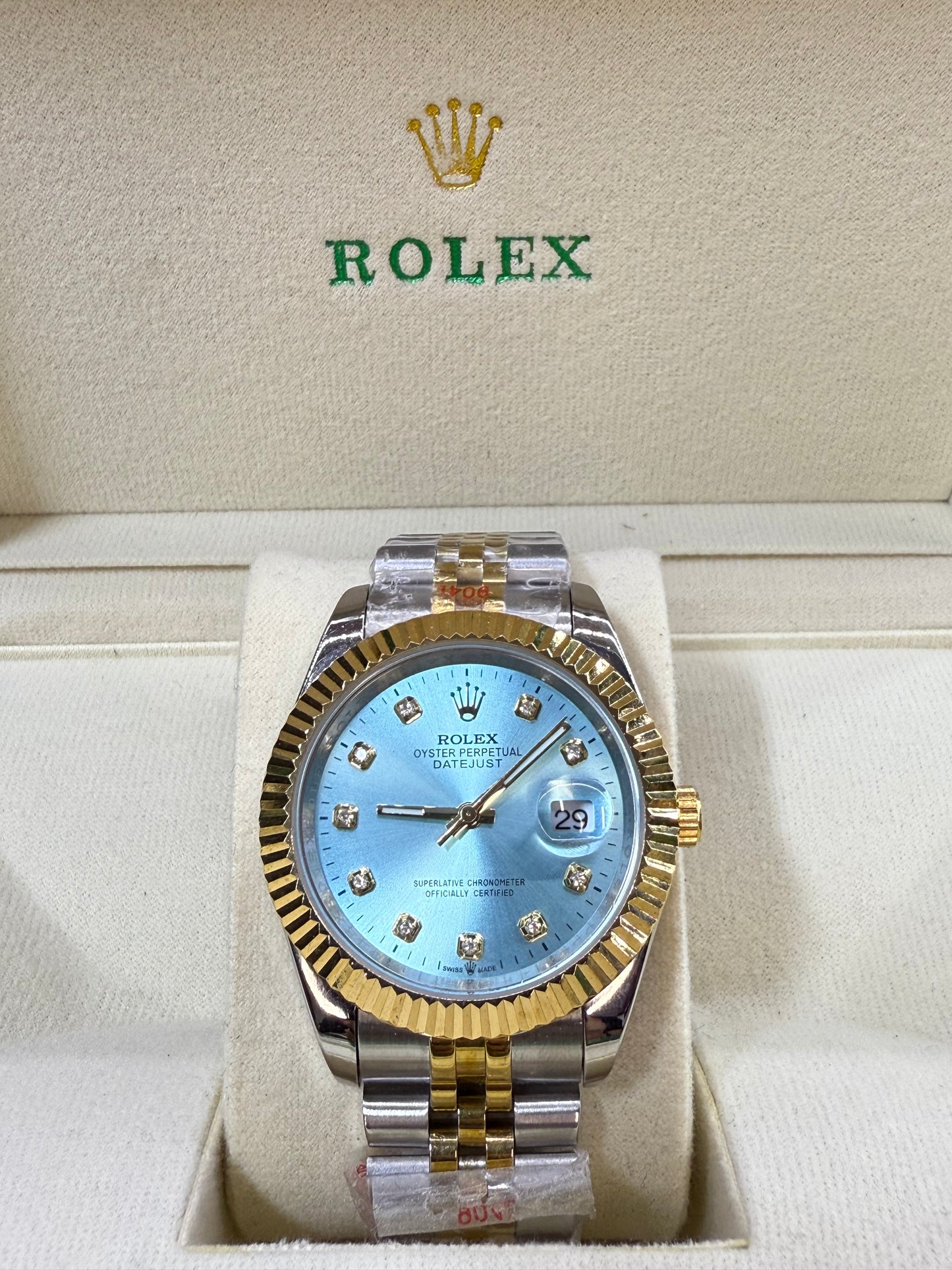 Date just 41mm two tone sky dial